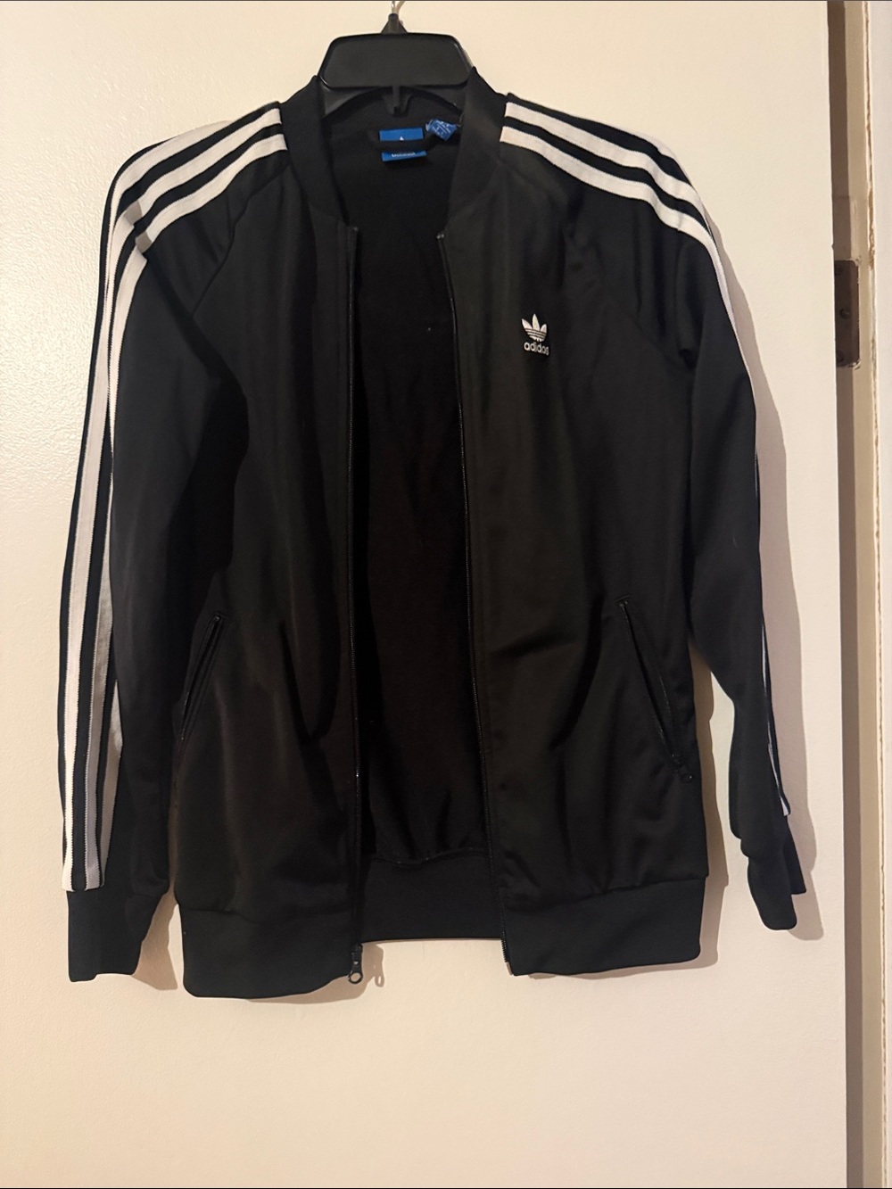 adidas Black Track Jacket with White 3-Stripes
